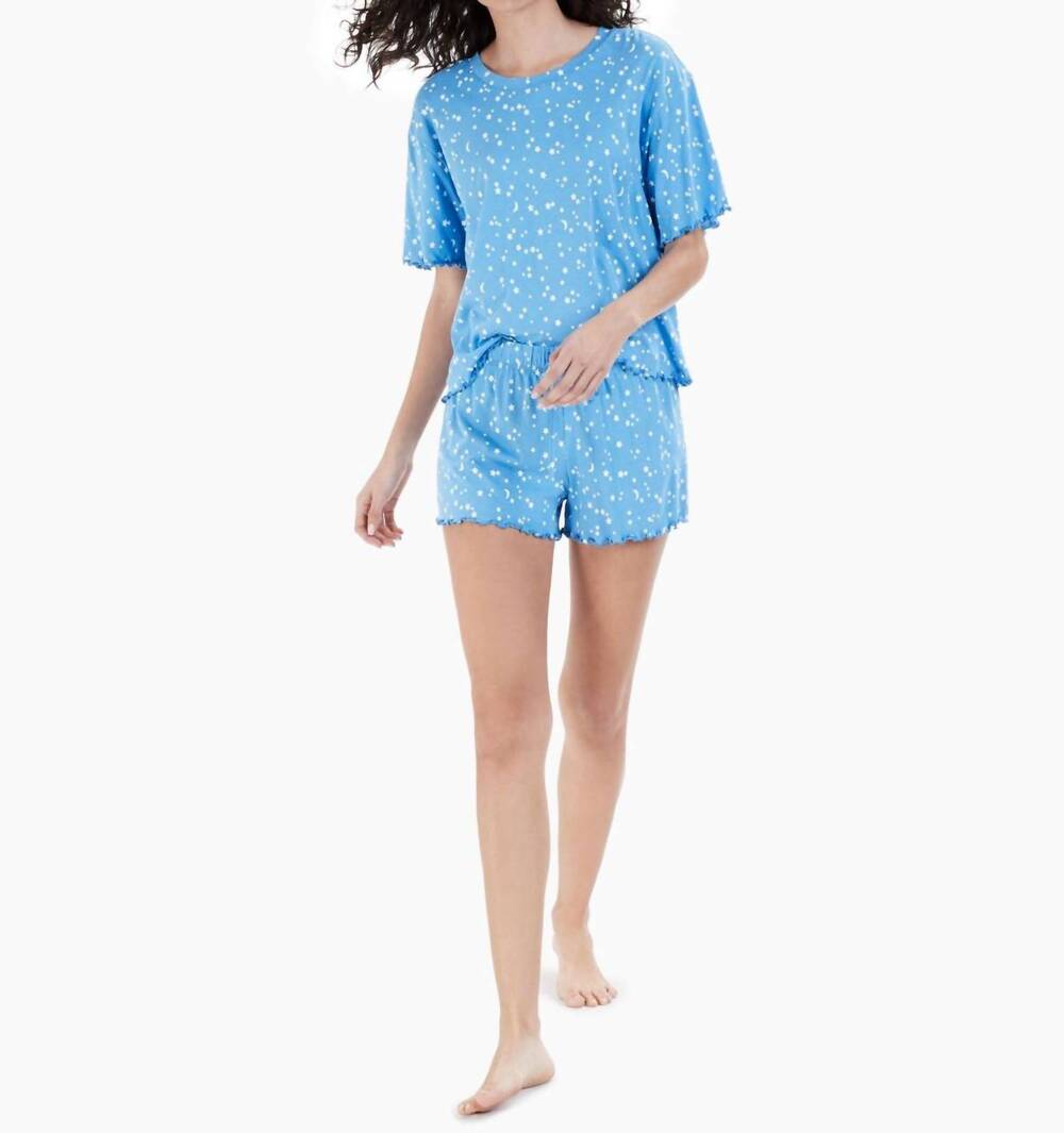 NEW JENNI BY JENNIFER MOORE women's lettuce-edge shorts 2 pieces pajama set in m